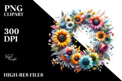 Colorful Sunflower Wreath | Abstract Product Image 1