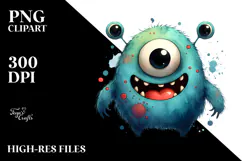 Funny Monster Watercolor PNG Product Image 2
