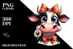 Cow Confused Bow Cow Portrait | Clipart Product Image 1