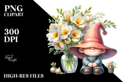 Cute Gnome with Freesia PNG Product Image 2