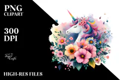Colorful Unicorn Flower | Sublimation | Clipart Product Image 2