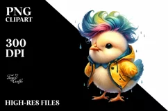 Proud Chicken with Cool Haircut, Raincoat Theme, PNG Product Image 1