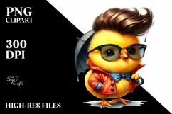 Proud Baby Chicken Playing PNG Product Image 3