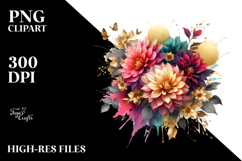 Abstract Bold Foil Bouquet with Dahlia | Sublimation | Product Image 2