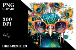 Quirky Colorful Peacock Sunglasses | Sublimation | Clipart Product Image 1
