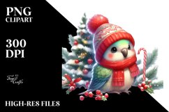 Cute Baby Parrot with Christmas Tree, Winter PNG Product Image 2