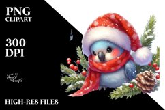 Cute Baby Parrot with Christmas Tree PNG Product Image 2