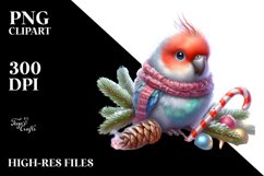 Cute Baby Parrot with Christmas Tree PNG Product Image 2