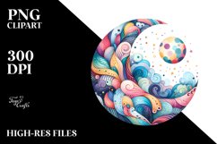 Colorful Moon Watercolor Sticker Design Product Image 3
