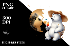 Beach Bear with Cocktail PNG Product Image 2