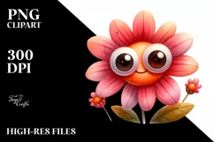 Happy Flower with Big Eyes, Transparent PNG Product Image 1