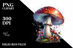 Shiny Mushroom Watercolor Illustration, PNG Product Image 3