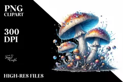 Shiny Mushroom Watercolor Illustration, PNG Product Image 3