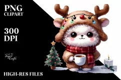 Baby Bichpoo with Reindeer Horns PNG Product Image 1