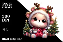 Baby Bichpoo with Reindeer Horns PNG Product Image 3