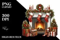 Vintage Christmas Fireplace with Stockings Product Image 1