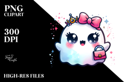 Funny Ghost with Glam Accesories, Watercolor PNG Product Image 2
