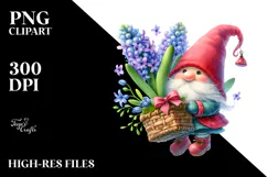 Floating Gnome with Hyacinth PNG Product Image 2