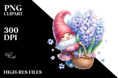 Floating Gnome with Hyacinth PNG Product Image 2