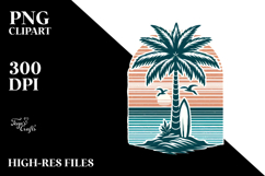 Retro Tropical Tree Surf T-Shirt Vector PNG Product Image 2