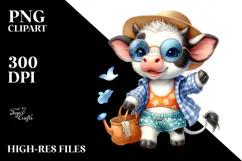 Energetic Cow Dressed for the Beach PNG Product Image 2