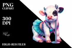 Watercolor Baby Cow Pole Dancer PNG Product Image 1
