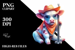 Watercolor Baby Cow Pole Dancer PNG Product Image 1