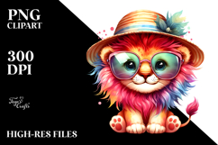 Colorful Baby Lion with Sunglasses | Sublimation | Clipart Product Image 2