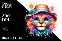 Colorful Baby Lion with Sunglasses | Sublimation | Clipart Product Image 2