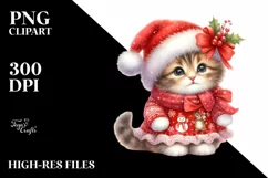 Cute Baby Cat Dressed for Christmas PNG Product Image 3