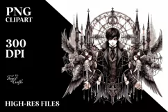 Detailed Watercolor Gothic Boy Clipart Product Image 1