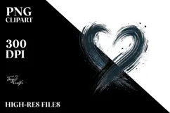 Heart with Wings Simple Paintbrush Style PNG Product Image 2