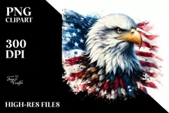 Detailed Watercolor Patriotic Bald Eagle Usa Colors Clipart Product Image 3