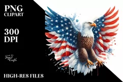 Detailed Watercolor Patriotic Bald Eagle Usa Colors Clipart Product Image 3