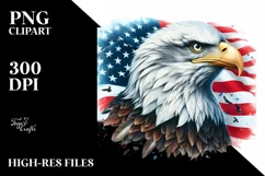 Detailed Watercolor Patriotic Bald Eagle Usa Colors Clipart Product Image 1