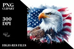 Detailed Watercolor Patriotic Bald Eagle Usa Colors Clipart Product Image 3