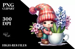 Cute Baby Gnome with Hyacinth PNG Product Image 2