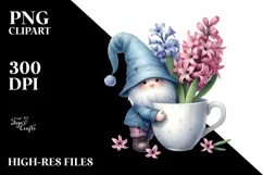 Cute Baby Gnome with Hyacinth Cup PNG Product Image 2