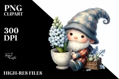 Cute Baby Gnome with Hyacinth Cup PNG Product Image 2