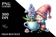 Cute Baby Gnome with Hyacinth, White Background Product Image 2