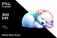 Sleeping Baby Polar Bear Watercolor Clipart Product Image 2