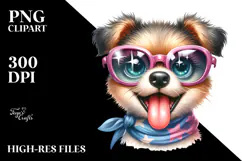 Playful Puppy with Sunglasses PNG Product Image 2