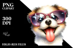 Cute Puppy with Sunglasses PNG Product Image 2