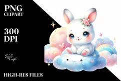 Colorful Baby Rabbit Watercolor Clipart Product Image 1