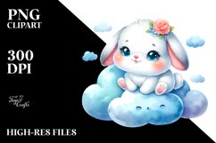 Colorful Baby Rabbit Watercolor Clipart Product Image 1