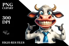 Funny Cow Portrait with Tie | Sublimation | Clipart Product Image 1