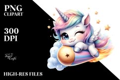 Cute Baby Unicorn Winking from Playful Comet | Clipart Product Image 3