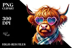 Highland Calf with Sunglasses PNG Product Image 2