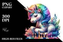 Watercolor Baby Unicorn Competition Floor PNG Product Image 3