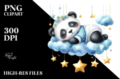 Whimsical Panda Sleeping on Cloud | Clipart Product Image 2